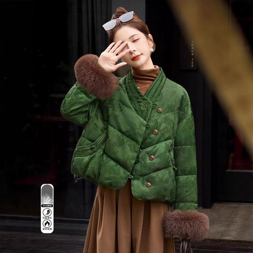 新中式羽绒服时尚显瘦，洋气妈妈减龄白鸭绒国风外套HR-GJC5512 商品图0