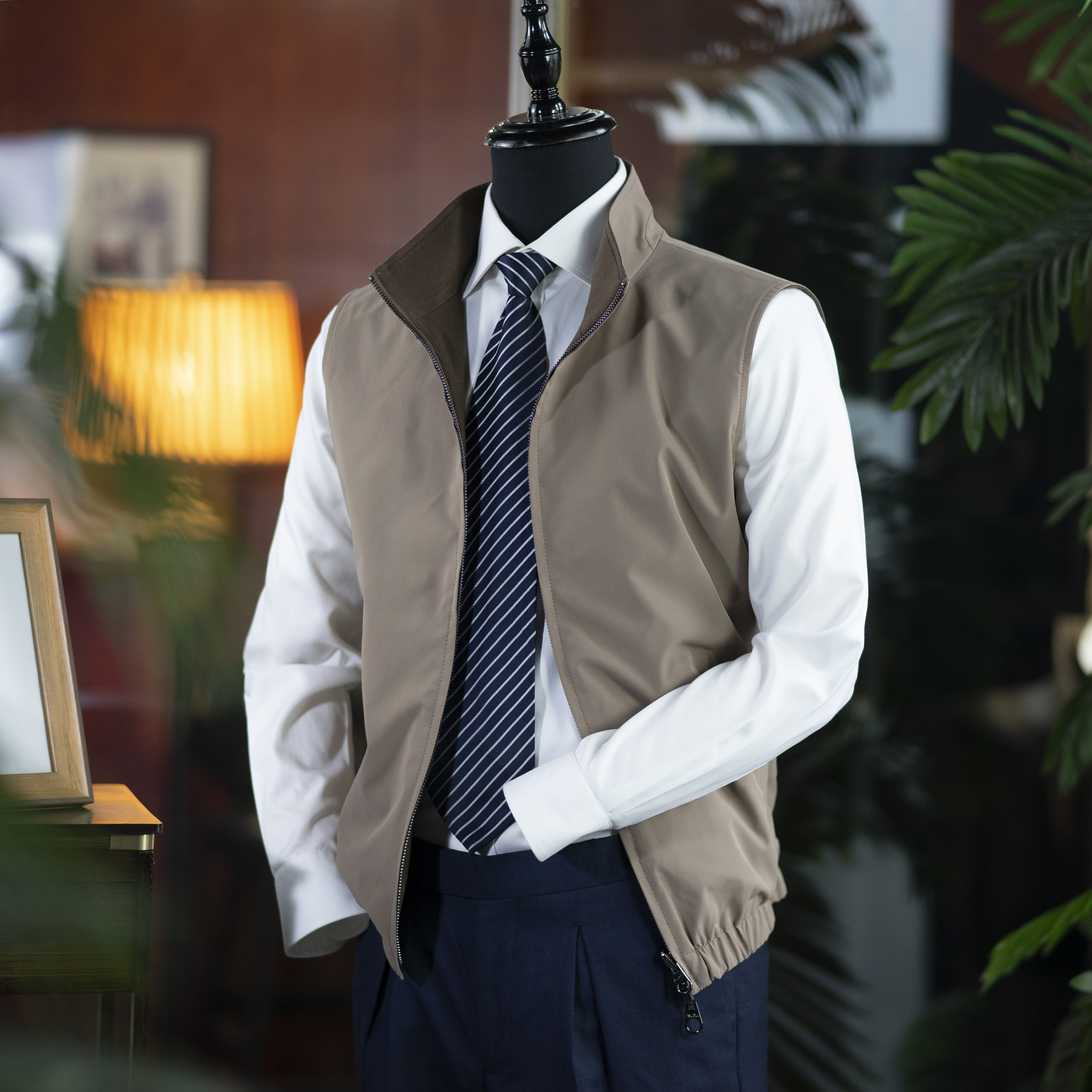 新款男士混纺双面马甲