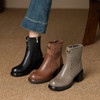 【预售5天】6cm圆头粗跟短靴女新款百搭高跟鞋编织时装切尔西靴MLD&AC1795 商品缩略图2