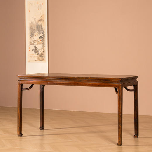 清	红木三镶瘿木束腰马蹄腿霸王枨画桌 商品图1