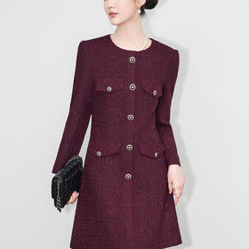 「高货wl」全新升级【铂金会员358/天猫479/差价121】(03322)洛诗琳轻奢名媛小香风连衣裙2025秋冬重工亮丝粗花呢A字裙