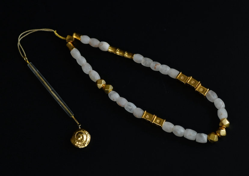 高估水晶桶珠老水晶管银鎏金配件项链