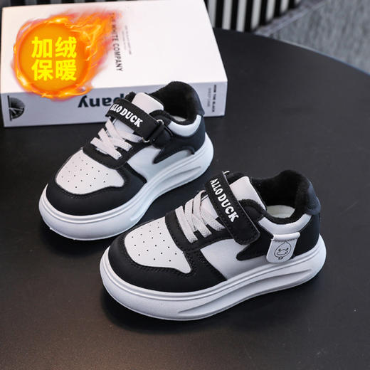 小黄鸭合集冬季加绒新款儿童运动鞋防滑休闲百搭平底潮鞋小男孩皮面板鞋冬季女童鞋子22-39 商品图12