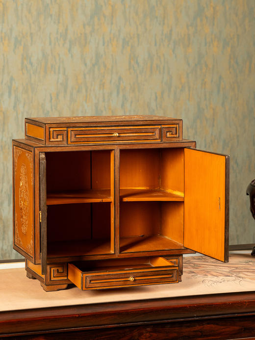 清	竹簧花卉纹紫檀边框文房箱 商品图3