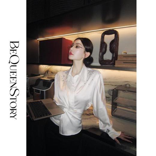 余潇潇【时尚女主编】时尚百搭优雅高级氛围感手工钉珠收腰衬衫新款 商品图0