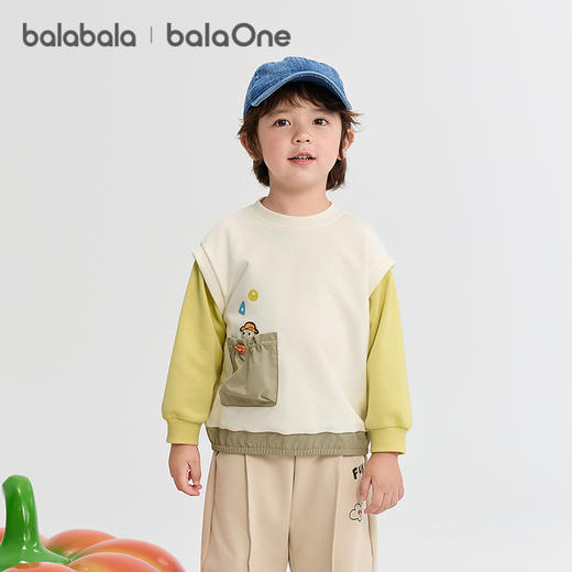 巴拉巴拉balaOne宝宝卫衣假两件上衣长袖2025新款男童秋装拼色潮 商品图2