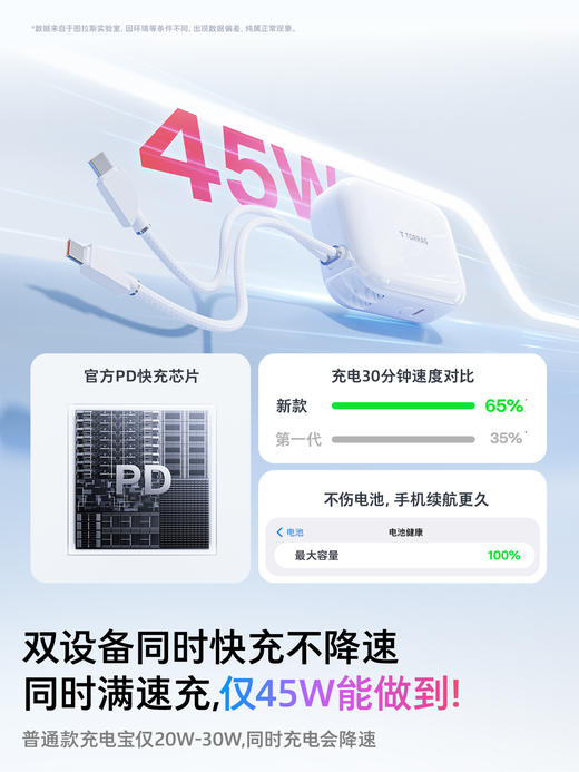 TORRAS/图拉斯 PB19自带双线移动电源 10000mAh 商品图3