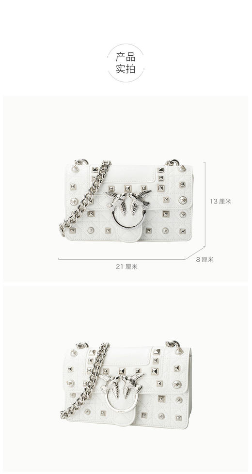 8052777457916 PINKO PINKO 女士中号春夏新款铆钉单肩斜跨燕子包【材质：皮革】 商品图3