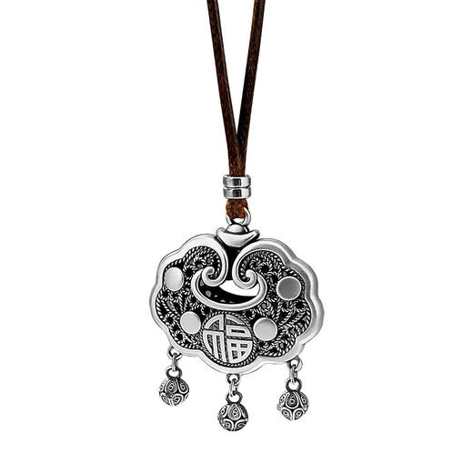 【宏艺珠宝】花丝福锁如意铃坠·足银挂坠 商品图0