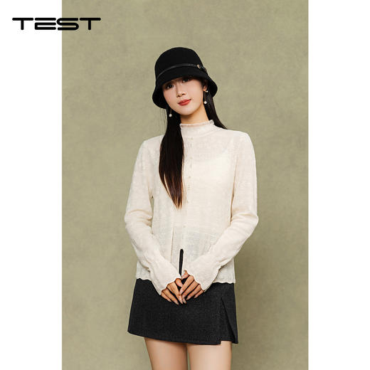 冬上新精致优雅蕾丝半高领打底衫1254104 商品图0