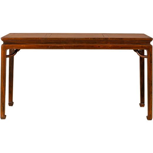 清	红木三镶瘿木束腰马蹄腿霸王枨画桌 商品图5