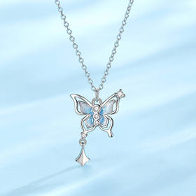 Winy s925银星坠蓝蝶项链送女朋友/老婆/闺蜜生日节日礼物