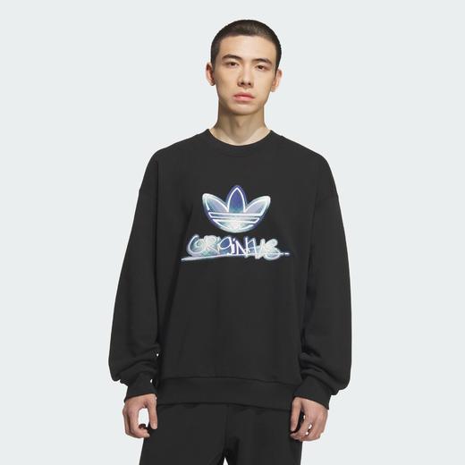 Adidas阿迪达斯SWEAT CREW 男子毛圈布格纹印花运动宽松卫衣套头衫KC0116 商品图0