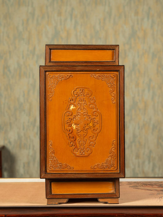 清	竹簧花卉纹紫檀边框文房箱 商品图4