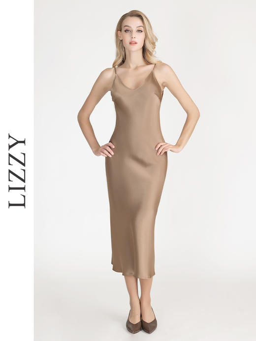 LIZZY优雅气质显瘦修身百搭吊带包臀开叉吊带连衣裙8086 商品图1