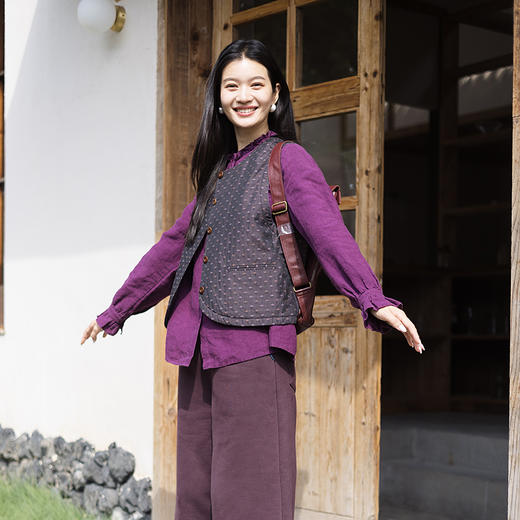 绽放722朵/棉色织提花夹棉短款马甲百搭保暖背心女2025冬新款上衣 商品图3