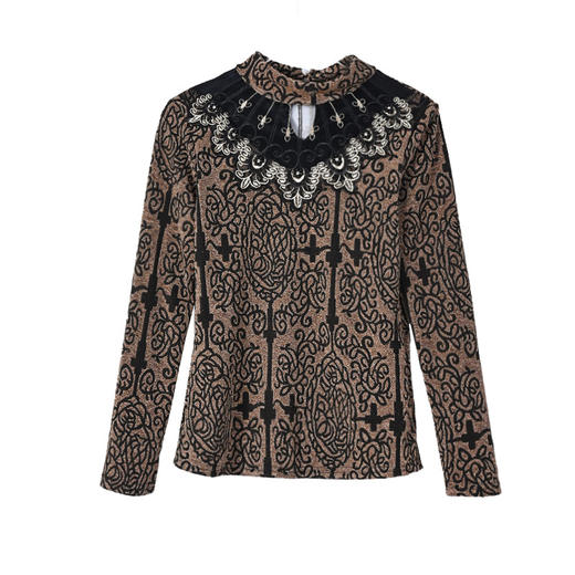 KQL B41N675时尚洋气半高领蕾丝打底衫保暖上衣 商品图4