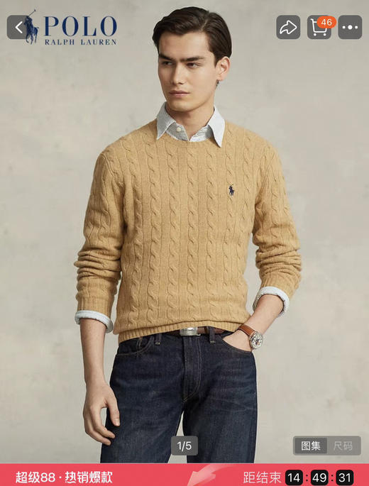 正品一批拉夫伦男士羊绒绞花针织毛衣103102 商品图13