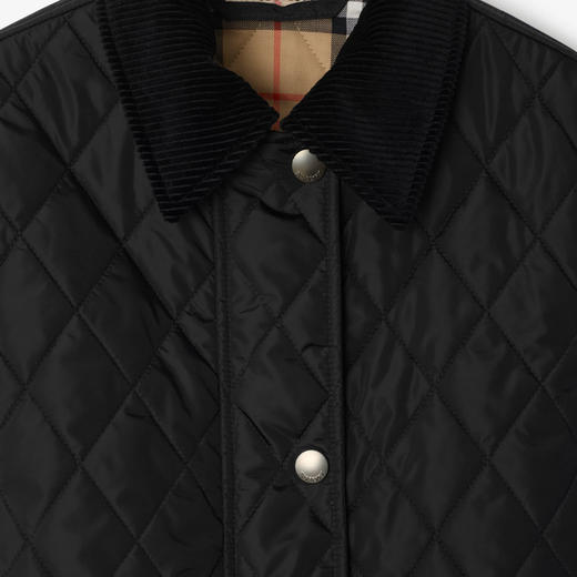 BURBERRY 巴宝莉 女士马术骑士徽标标签绗缝尼龙谷仓夹克棉服 黑色 8107463 C1900 商品图1