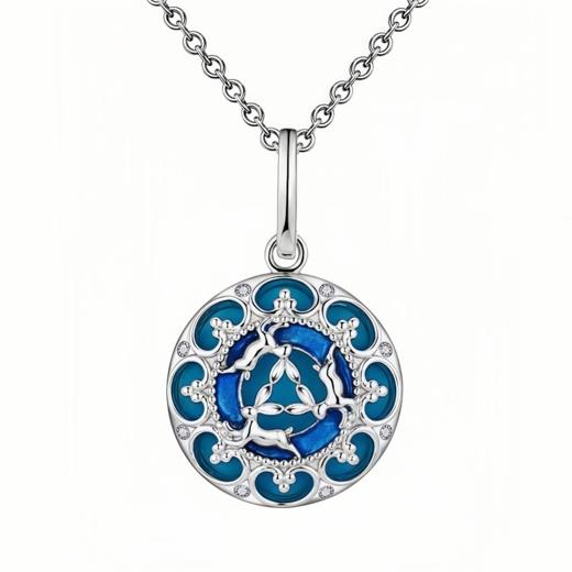 敦煌文创 敦煌三兔纹样纯银项链（绿松石） 商品图3