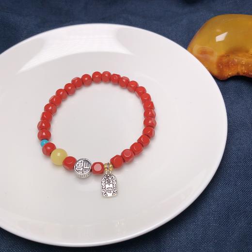 上新！红砂方糖小蜜蜡、银小手串-多宝款 饰品美物 商品图0