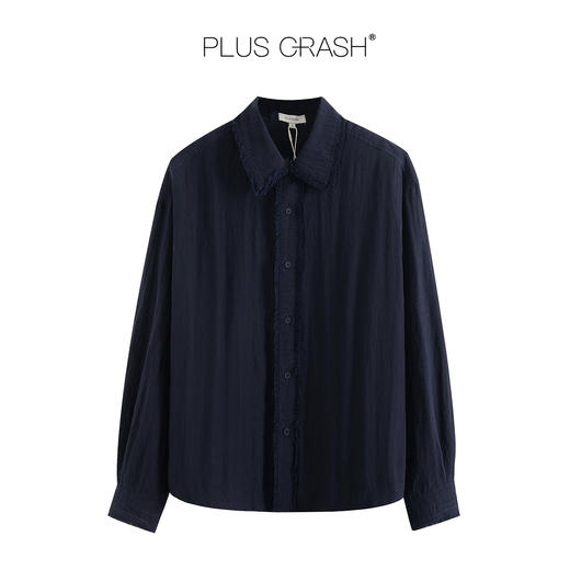 PLUS CRASH2025秋季新款重工水洗毛边老钱高智风宽松百搭时尚衬衫 商品图4