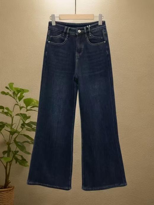 🔥内里牛奶绒【牛仔裤】7863筒喇裤秋冬加绒厚款微喇裤-喜出 商品图2