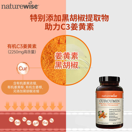 【Naturewise】美国原装 黑胡椒姜黄素180粒  WH 商品图1