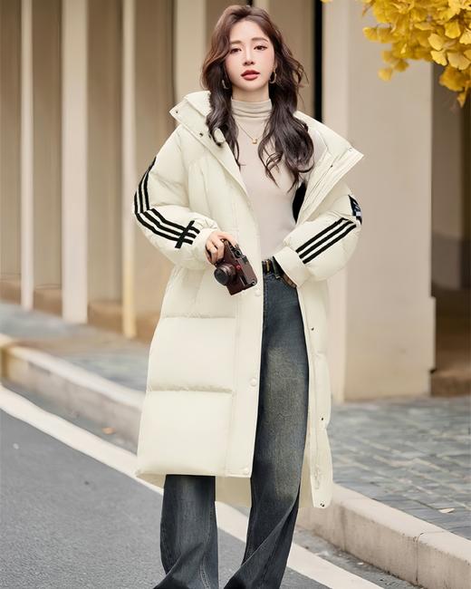 冬装爆款长款过膝宽松连帽白鸭绒外套羽绒服 HY-28 商品图7