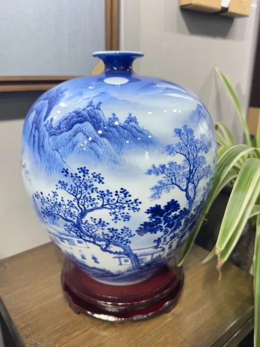 青花山水石榴瓶 商品图0