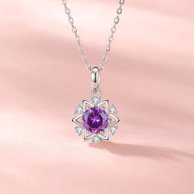 Winy 足银999星芒萦紫项链配证书送女朋友/老婆/闺蜜生日节日礼物