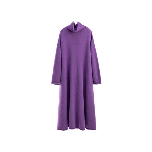 绽放723朵/绝绝紫堆领羊毛长裙·长款堆堆领毛织连衣裙女保暖裙子 商品图4