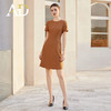 AD夏季短袖纯色连衣裙女新款美拉德立体感走线西装裙时尚OL职业装 商品缩略图0