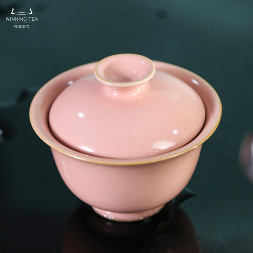 问鼎汝瓷粉汝酌泉二才盖碗 商品图1