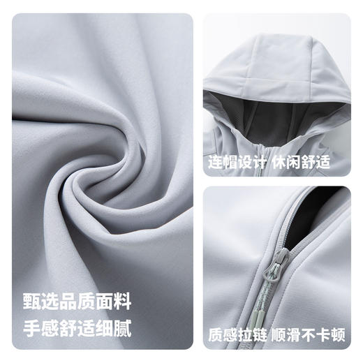 圣得西情侣款修身连帽夹克2025秋冬季新款华夫格暖绒内里加绒外套 商品图4