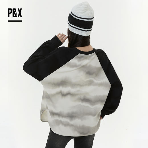 P&X设计师女装2025冬季长袖复古插肩袖宽松T恤825402093 杏色 商品图4