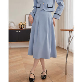 【专属特价】熙世界高腰显瘦A字百褶半身裙女款气质通勤半身裙