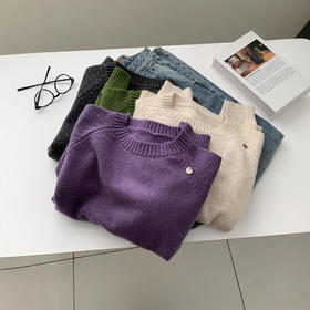 2025秋冬圆领钉扣套头毛衣！含羊毛针织衫女糯叽叽兔绒插肩袖毛衣外套保暖！