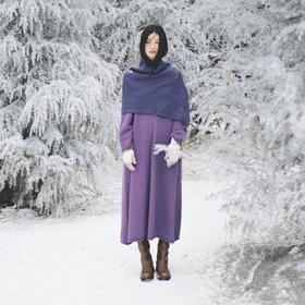 绽放723朵/绝绝紫堆领羊毛长裙·长款堆堆领毛织连衣裙女保暖裙子