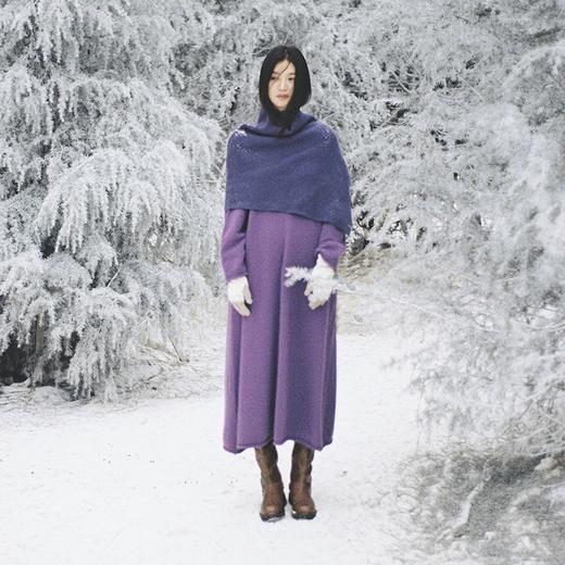 绽放723朵/绝绝紫堆领羊毛长裙·长款堆堆领毛织连衣裙女保暖裙子 商品图0