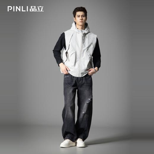 PINLI品立2025秋季新款男士宽松连帽背心休闲梭织马甲外套上衣潮GD253107151 商品图1
