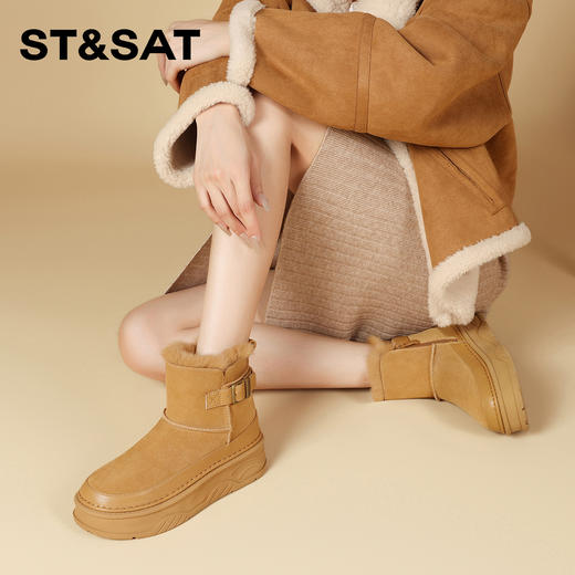 星期六百搭扣带加绒厚底雪地靴SSC411A06P 商品图4