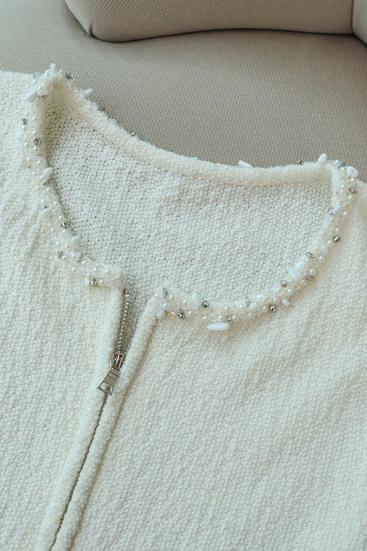 椰椰奶糖|法式温柔钉珠羊毛开衫 商品图2