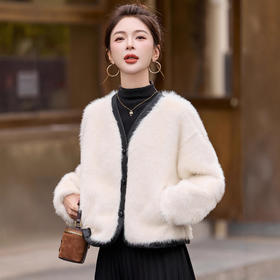 气质好看显瘦减龄时尚休闲范，加绒加厚皮毛一体外套HR-5520