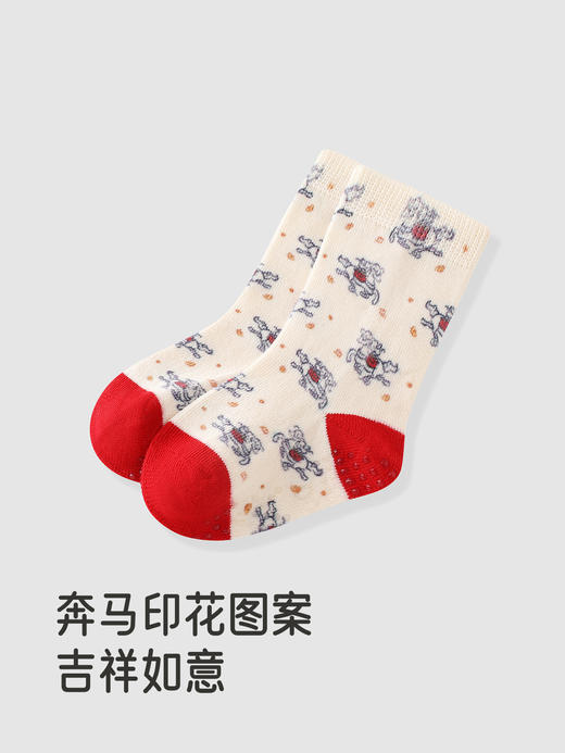 英氏婴儿袜子赛柔丝7A抗菌男女儿童喜庆新年红色新款YIWCJ0R161A 商品图3