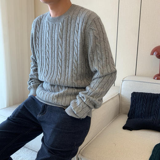 1031-1 亲戚工厂 一手渠道货 BS 棉/羊毛混纺 柔软亲肤 麻花针织毛衣 老朱穿L 商品图6