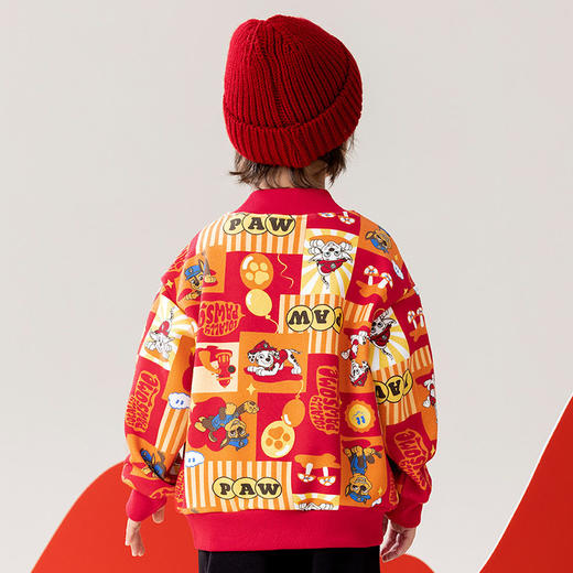 汪汪队新年装儿童加绒卫衣男童水印花版卫衣冬装宝宝卫衣预售 商品图2