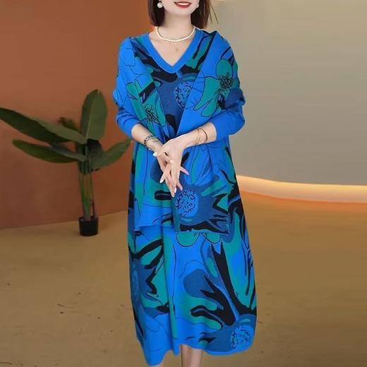 AHM wjnz8076气质宽松休闲时尚花色毛衣裙 商品图0