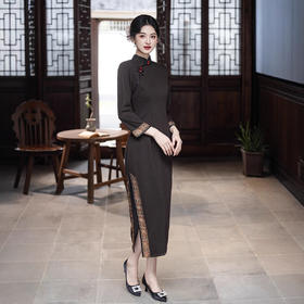复古中国风长款旗袍，改良新中式高级感气质旗袍SYK23037