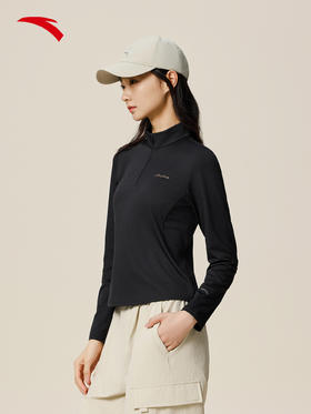 安踏全天候运动长袖女半拉链修身显瘦吸湿速干训练长T恤162537403-3